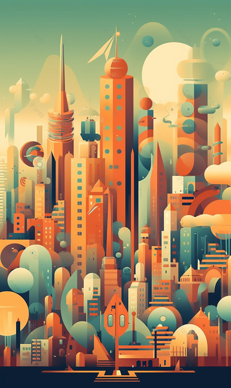 春天夏天城市都市高楼大厦房屋建筑前的马路和树木绿植插画背景,插画/手绘图,插画/手绘图库,插画/手绘图下载,插画/手绘